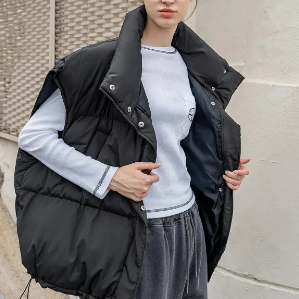 Zip up Drawstring Hem  Puffer vest Coat Comfy winter - Picture 7 of 10